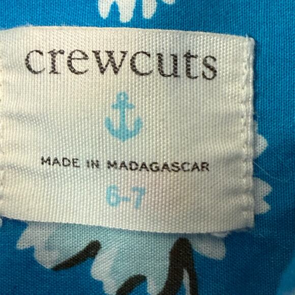 J.Crew Crewcuts Boys Blue Daisy Print Short‑Sleeve Button‑Down Shirt Size 6‑7 - Picture 3 of 4